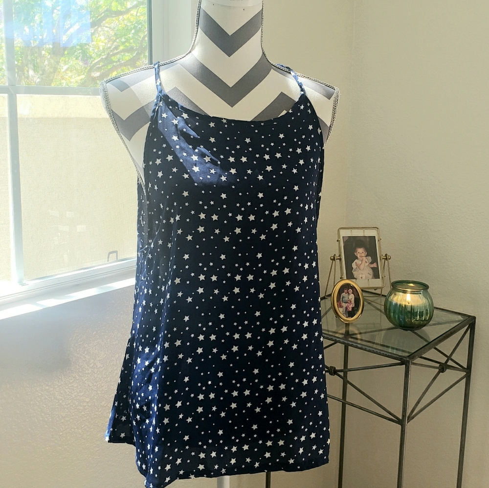 XL Moral Fiber Navy Blue with White Stars tank